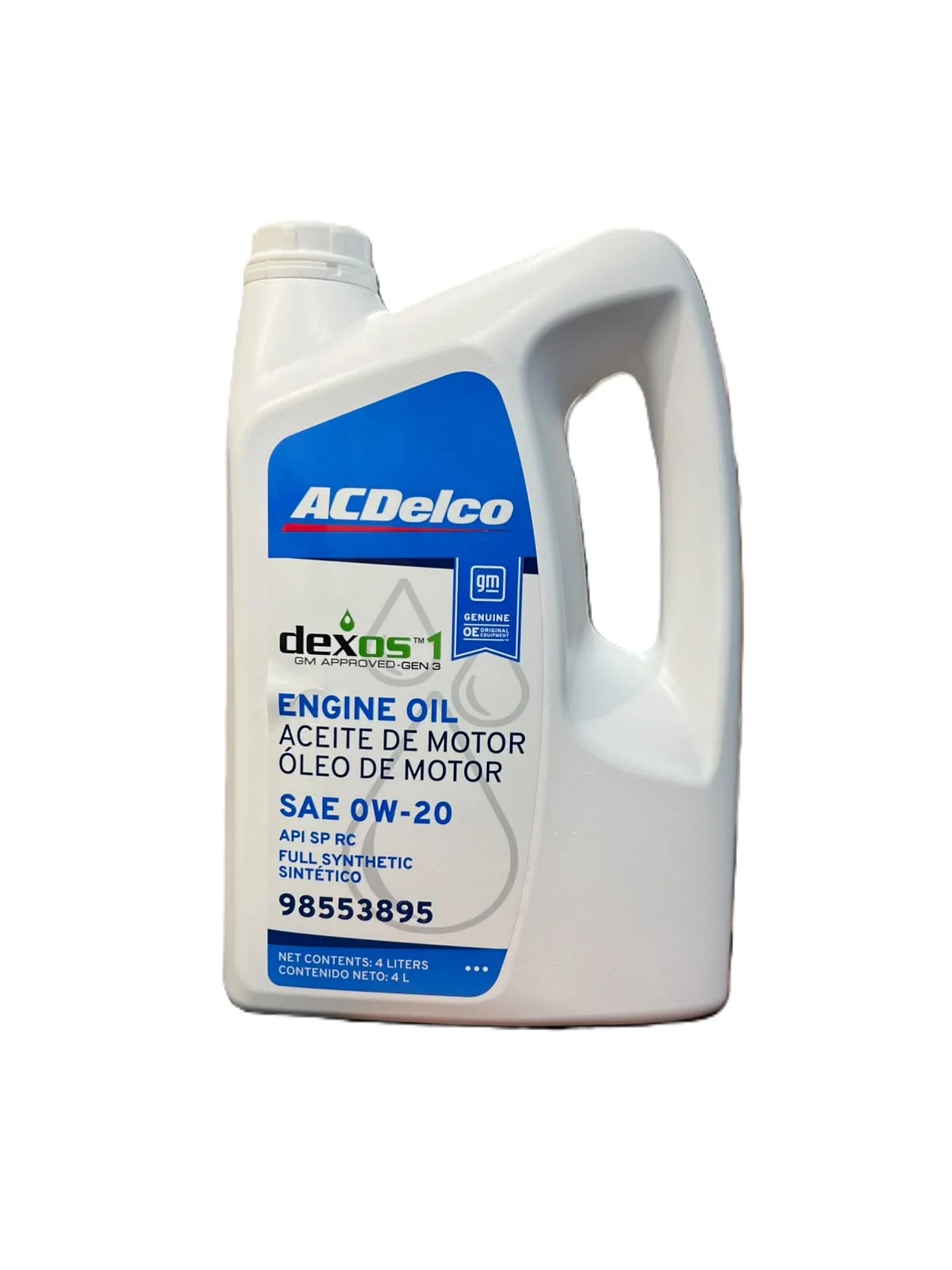 ACEITE MOTOR 0W20 SINTETICO X 4L (DEXOS 1 - GEN 3)
